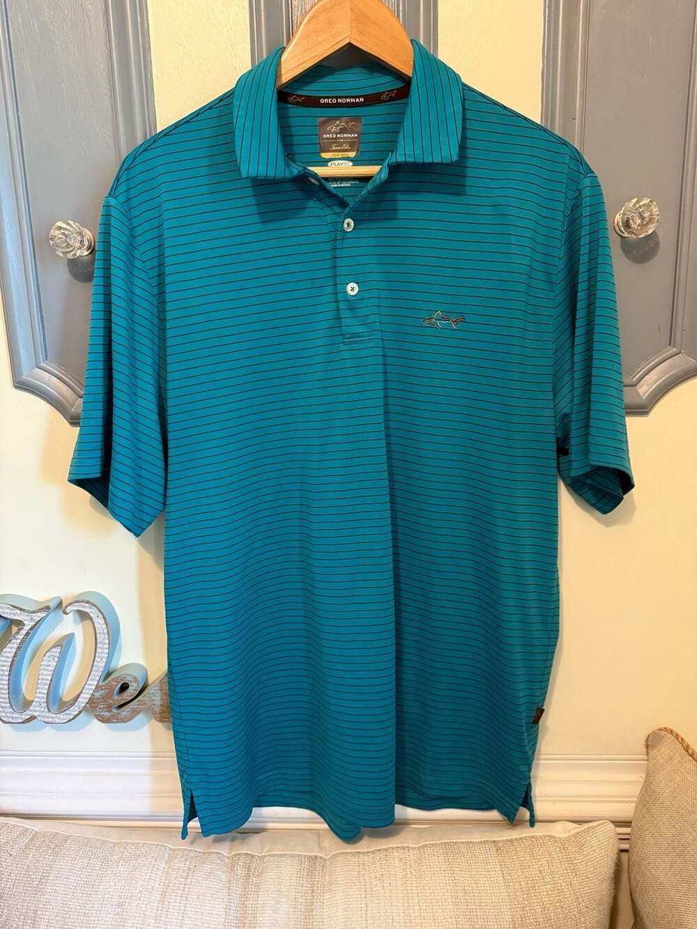 Greg Norman for Tasso Elba Five Iron PlayDry Striped Performance Polo Shirt